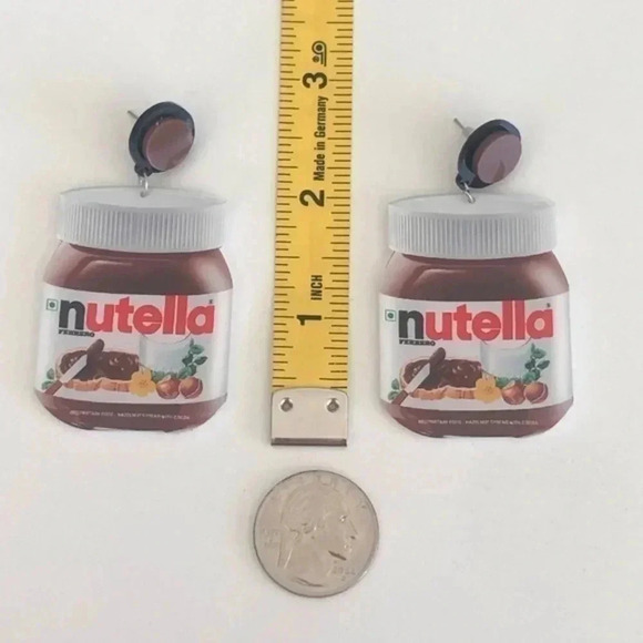 Big Nutella Jar Fun Funny Whimsical Earrings NWT - Picture 3 of 3